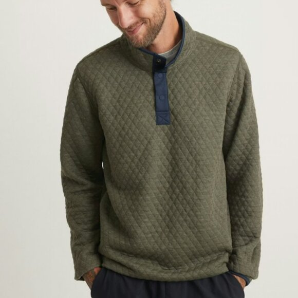 Quilted Corbet Reversible Pullover - Marine Layer - Navy/Green Men's Medium - Picture 3 of 7